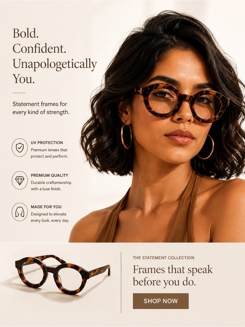Tortoiseshell Round Statement Glasses - Brown